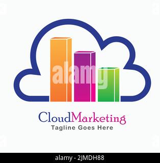 Cloud-Marketing-Logo mit Cloud-Form und Symbolvektor für Marktwachstum Logo-Illustration Stock Vektor