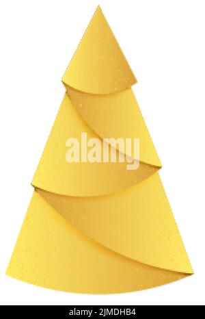Goldener Weihnachtsbaum. Origami-Tanne aus Goldfolie. Stock Vektor