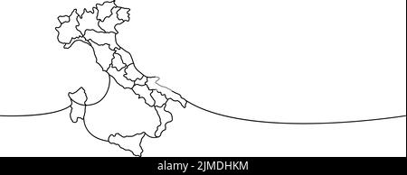 Karte von Italien eine Linie kontinuierliche Zeichnung. Italien grenzt an eine Linie kontinuierliche Illustration. Vektor minimalistische lineare Illustration Stock Vektor