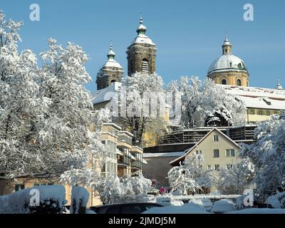 Basilika St. Martin in Weingarten (WÃ¼rtt.) mit Schnee Stockfoto