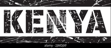 Eine Vektordarstellung des schwarzen Textes 'Kenya' auf weißem Hintergrund Stock Vektor