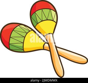 Ein Vektor einer hölzernen Maracas mit weißem Hintergrund Stock Vektor