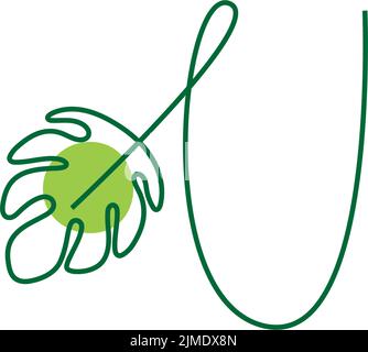 Monstera Anlage bilden Buchstaben Symbol Design Illustration Vorlage Stock Vektor