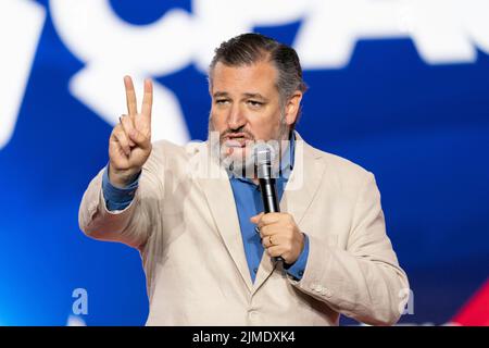 Dallas, TX - 5. August 2022: Senator Ted Cruz spricht während der CPAC Texas 2022 Konferenz im Hilton Anatole Stockfoto