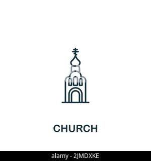 Kirchenikone. Monochromes, einfaches Symbol für Vorlagen, Webdesign und Infografiken Stock Vektor