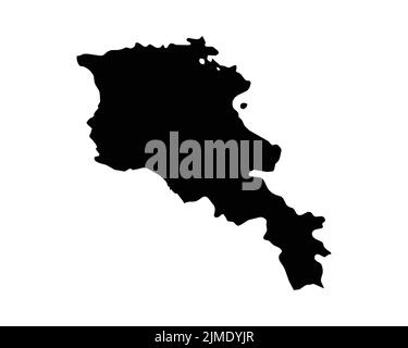 Armenia-Karte. Armenische Landkarte. Schwarz-Weiß nationaler Umriss Grenzform Grenzform Geographie Territorium EPS Vektorgrafik Clipart Stock Vektor