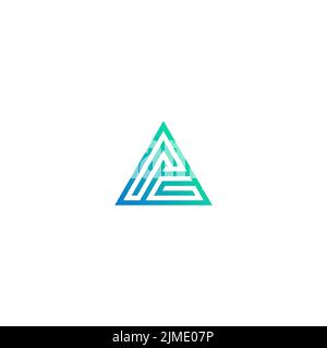Ein Vektor grün blaues Dreieck Symbol Logo Zeichen Element, Infinity Triangle Design auf einem weißen Hintergrund Stock Vektor