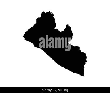 Karte Von Liberia. Liberianische Landkarte. Schwarz-Weiß National Nation Gliederung Geographie Grenze Grenzform Territorium Vektor Illustration EPS Clipart Stock Vektor