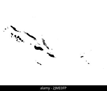 Karte Der Salomonen. Solomon-Islander-Landkarte. Schwarz und Weiß National Nation Geographie Umriss Grenze Grenzgebiet Form Vektor Illustration Stock Vektor