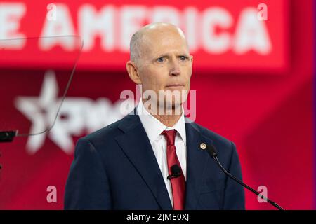 Dallas, Usa. 05. August 2022. Senator Rick Scott spricht während der CPAC Texas 2022 Konferenz im Hilton Anatole (Foto: Lev Radin/Pacific Press) Quelle: Pacific Press Media Production Corp./Alamy Live News Stockfoto