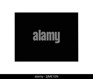 US-Karte von Wyoming. WY USA State Map. Schwarz und Weiß Wyomingite Wyomingian Staatsgrenze Grenzlinie Umriss Geographie Territorium Form Vektor Illustration Stock Vektor