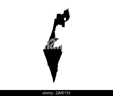 Israel-Karte. Israelischer Länderplan. Schwarz-Weiß National Nation Gliederung Geographie Grenze Grenzform Territorium Vektor Illustration EPS Clipart Stock Vektor