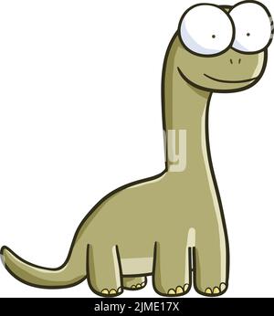 Ein niedlicher Dinosaurier lächelt im Cartoon-Stil Stock Vektor