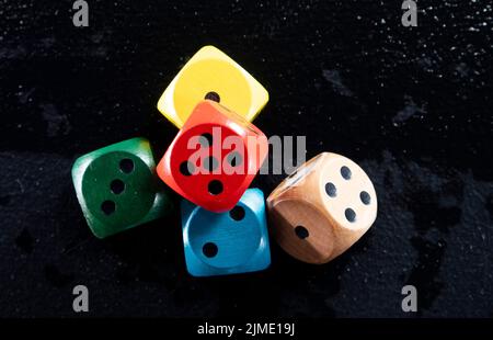 Set of colored playing dice Stockfoto