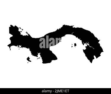 Panama-Karte. Panamaische Landkarte. Schwarz-Weiß-Nationalgeographie Umriss Grenze Grenzgebiet Form Vektor Illustration EPS Clipart Stock Vektor