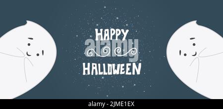 Halloween Schablone Design mit Vektor-Geist Stock Vektor