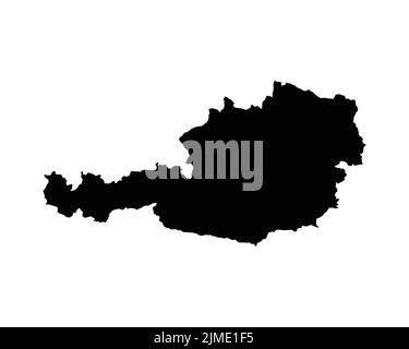 Österreich-Karte. Österreichische Landeskarte. Schwarz-Weiß nationaler Umriss Grenzform Grenzform Geographie Territorium EPS Vektorgrafik Clipart Stock Vektor