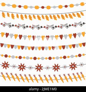 Set von niedlichen Herbst Girlanden mit Fahnen. Stock Vektor