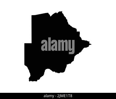 Botswana-Karte. Batswana-Landkarte. Motswana Black and White National Outline Border Boundary Shape Geography Territory EPS Vektorgrafik Clipar Stock Vektor