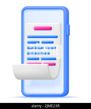 3D Smartphone mit Papierfinanzrechnung Stock Vektor