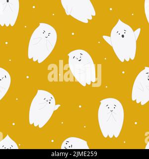 Halloween nahtlose Muster mit Geistern. Stock Vektor