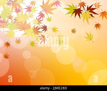 Herbstlaub Grenze. Rote, gelbe und orangefarbene Herbstblätter mit Kopierfläche. Herbstliches Laubwerk für Text. Editierbare Vektordarstellung. Stock Vektor