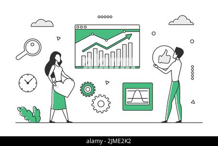 Trends an den Finanzmärkten. Online-Investitionen, Marktplatzhandel und Austausch von Vektor-Monocolor-Illustration Stock Vektor