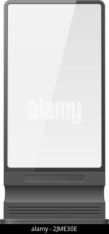 Realistische leere Stadt Plakatwand. Leerer Leuchtkasten. Quadratisches Werbeschilder. Isolierte Werbung Straße Plakat Vorderansicht. Vertikaler Standfuß für den Außenbereich Stock Vektor