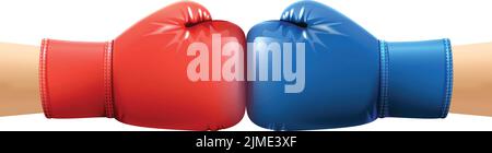 Zwei menschliche Hände in realistischen Boxhandschuhen Stanzvektor Illustration Stock Vektor