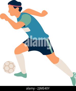 Fußballspieler beim Laufen und Balltragen. Dribbling-Konzept Stock Vektor