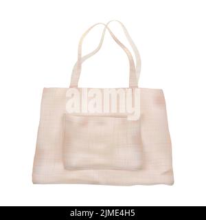 Weiße leere Mockup von Leinwand Tasche mit Stoff Textur isoliert vom Hintergrund. Umweltfreundlicher Shopper. Zero Waste-Darstellung. Vektorvorlage. Fabelhaft Stock Vektor