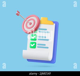 3D Zwischenablage, Checklistensymbol. Stock Vektor