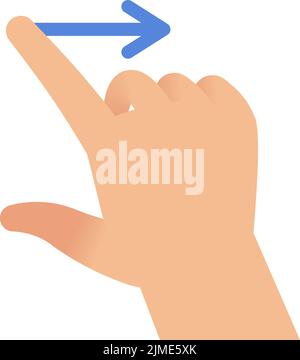 Wischen Sie mit dem Finger nach rechts auf dem Touchscreen. Handbewegung Stock Vektor