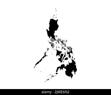 Karte Der Philippinen. Philippinische Landkarte. Schwarz-Weiß Pinoy National Nation Geography Outline Grenze Grenzgebiet Form Vektor Illustration EPS Stock Vektor