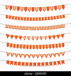 Dekoration mit Orange und Gelb Bunting Flags. Stock Vektor