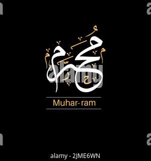 Muharram Islamic Arabic hijri Kalender New month arabic Kalligraphie Design. Stock Vektor