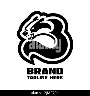Moderner Buchstabe B wütender Dachs Logo. Vektorgrafik Stock Vektor