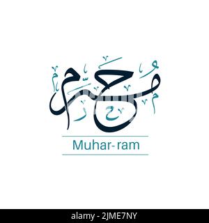 Muharram Islamic Arabic hijri Kalender New month arabic Kalligraphie Design. Stock Vektor