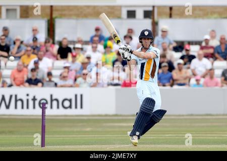 Luis Reece im Batting Action für Derbyshire während Essex Eagles vs Derbyshire, Royal London One-Day Cup Cricket auf dem Cloud County Ground am 5. Augu Stockfoto