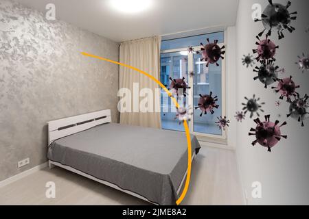 Die Wohnung ist durch eine Kuppel vor dem Virus geschützt Stockfoto