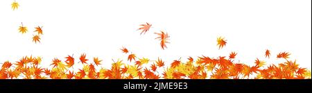 Herbstlaub Grenze. Rote, gelbe und orangefarbene Herbstblätter mit Kopierfläche. Herbstliches Laubwerk für Text. Editierbare Vektordarstellung. Stock Vektor
