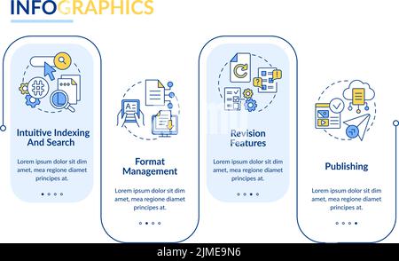 Infografik zu den wichtigsten CMS-Merkmalen des Rechtecks Stock Vektor