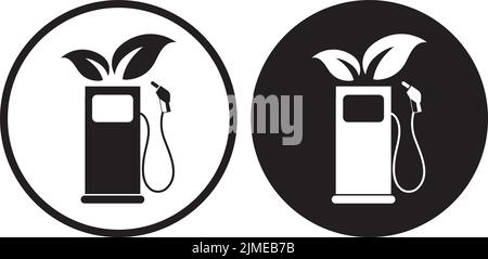 Eine Vektordarstellung von zwei Symbolen für eine Eco-Tankstelle auf weißem Hintergrund Stock Vektor