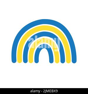 Vektor Hand gezeichnete Doodle Skizze Ukraine Flagge Regenbogen isoliert auf weißem Hintergrund Stock Vektor