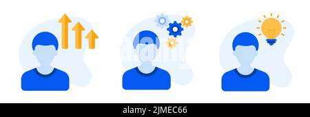 Eine Vektordarstellung verschiedener Kundenservicesymbole und Geschäftssymbole auf weißem Hintergrund Stock Vektor