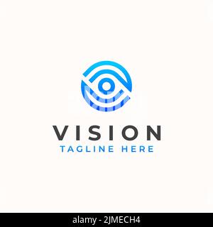 Eine Vektordarstellung der Vision Eye Monogram Logo-Vorlage Stock Vektor