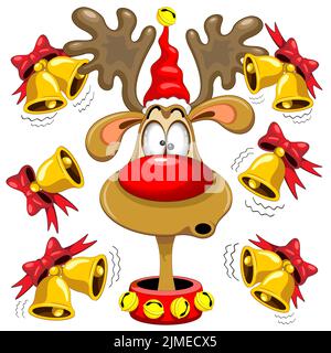 Ein Vektor-Illustration eines Rentiers betrunken Lustige Weihnachten Cartoon-Charakter auf weißem Hintergrund Stock Vektor