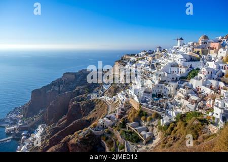 Ende des Tages über Thira Island Stockfoto