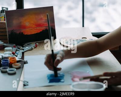 Natur Blick Malerei talentierte Künstler Landschaft Stockfoto