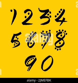 Eine Vektordarstellung von Zahlen auf gelbem Hintergrund Stock Vektor